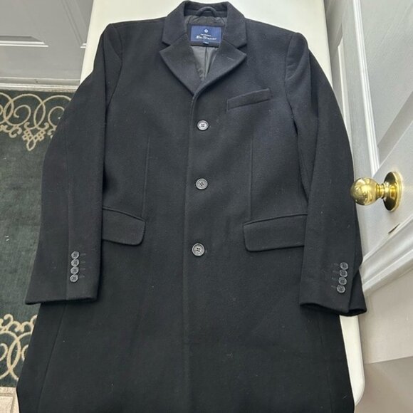 Ben Sherman Men's Coat Wool Blend Tailored Overcoat Topper Black Size Medium - Picture 16 of 16